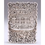 A VICTORIAN SILVER 'CASTLE-TOP' CARD CASE