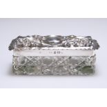 AN EDWARDIAN SILVER-TOPPED GLASS BOX