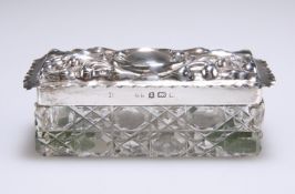 AN EDWARDIAN SILVER-TOPPED GLASS BOX