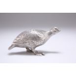 AN ELIZABETH II CAST SILVER MODEL OF A GROUSE