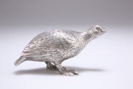 AN ELIZABETH II CAST SILVER MODEL OF A GROUSE