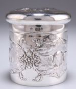 A VICTORIAN SILVER JAR AND COVER