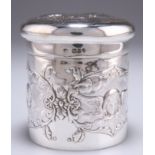 A VICTORIAN SILVER JAR AND COVER