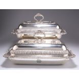A PAIR OF GEORGE III SILVER ENTREE DISHES AND COVERS