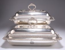 A PAIR OF GEORGE III SILVER ENTREE DISHES AND COVERS