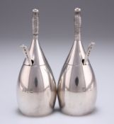 A PAIR OF GEORGE V SILVER NOVELTY MUSTARD POTS