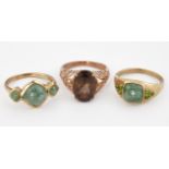 THREE 9CT GOLD GEM-SET RINGS