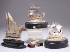 TWO FOREIGN SILVER MODELS OF SHIPS