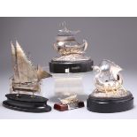 TWO FOREIGN SILVER MODELS OF SHIPS