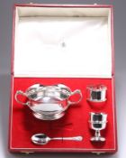 AN ELIZABETH II SILVER CHRISTENING SET