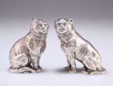 A PAIR OF VICTORIAN SILVER NOVELTY PEPPER POTS