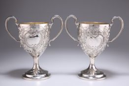 A PAIR OF GEORGE III IRISH SILVER TWO-HANDLED CUPS