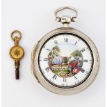 A SILVER PAIR CASED POCKET WATCH