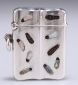 A RARE EDWARDIAN SILVER AND SHIBAYAMA VESTA CASE