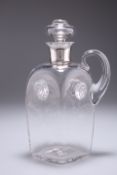 AN ARTS AND CRAFTS SILVER-COLLARED DECANTER