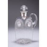 AN ARTS AND CRAFTS SILVER-COLLARED DECANTER