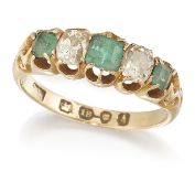 AN 18CT GOLD EMERALD AND DIAMOND RING