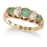 AN 18CT GOLD EMERALD AND DIAMOND RING