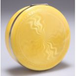 A STRIKING CONTINENTAL SILVER AND YELLOW ENAMEL BOX