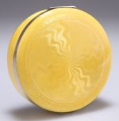 A STRIKING CONTINENTAL SILVER AND YELLOW ENAMEL BOX
