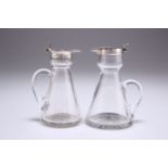 TWO GEORGE V SILVER-MOUNTED GLASS WHISKY TOTS