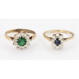 TWO 9CT GOLD GEM-SET RINGS