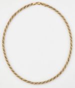 A 9CT BI-COLOUR GOLD ROPE AND BOX LINK NECKLACE