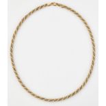 A 9CT BI-COLOUR GOLD ROPE AND BOX LINK NECKLACE