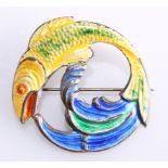 A H DARBY & SON - A SILVER AND ENAMEL BROOCH