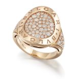 BULGARI - AN 18CT GOLD REVA COLLECTION DIAMOND RING