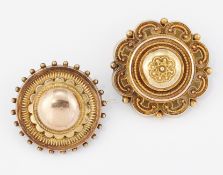 TWO VICTORIAN ETRUSCAN REVIVAL BROOCHES