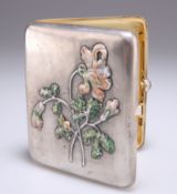 A RUSSIAN SILVER AND ENAMEL CIGARETTE CASE