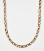 A 9CT GOLD FANCY LINK CHAIN NECKLACE