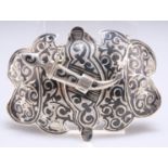 A RUSSIAN SILVER NIELLO WORK BELT BUCKLE