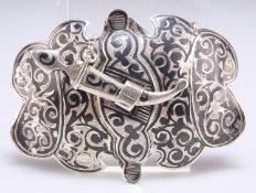 A RUSSIAN SILVER NIELLO WORK BELT BUCKLE