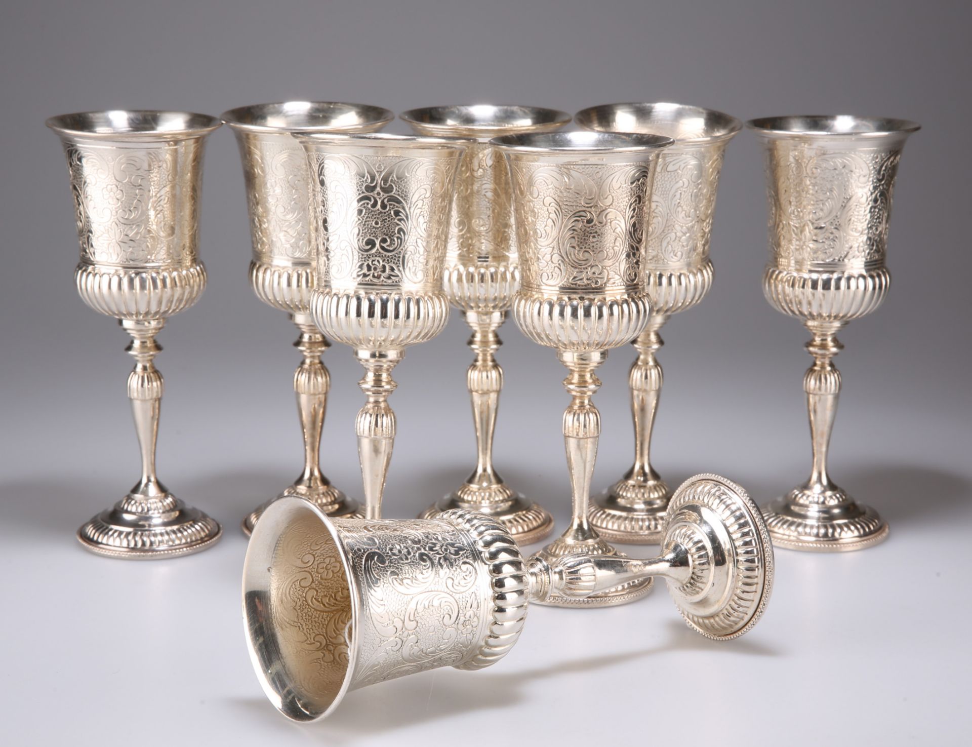 A SET OF EIGHT SILVER-PLATED GOBLETS - Image 2 of 2