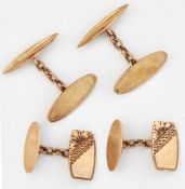 TWO PAIRS OF 9CT GOLD DOUBLE CUFFLINKS