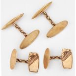 TWO PAIRS OF 9CT GOLD DOUBLE CUFFLINKS