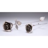 TWO ELIZABETH II SILVER ROSES