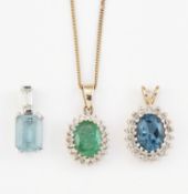 THREE GEM-SET PENDANTS