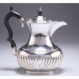 A VICTORIAN SILVER HOT WATER JUG