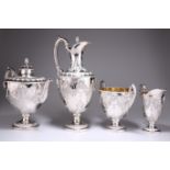 A FINE VICTORIAN FOUR-PIECE SILVER TEA SERVICE