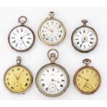 A GROUP OF SIX ASSORTED POCKET WATCHES