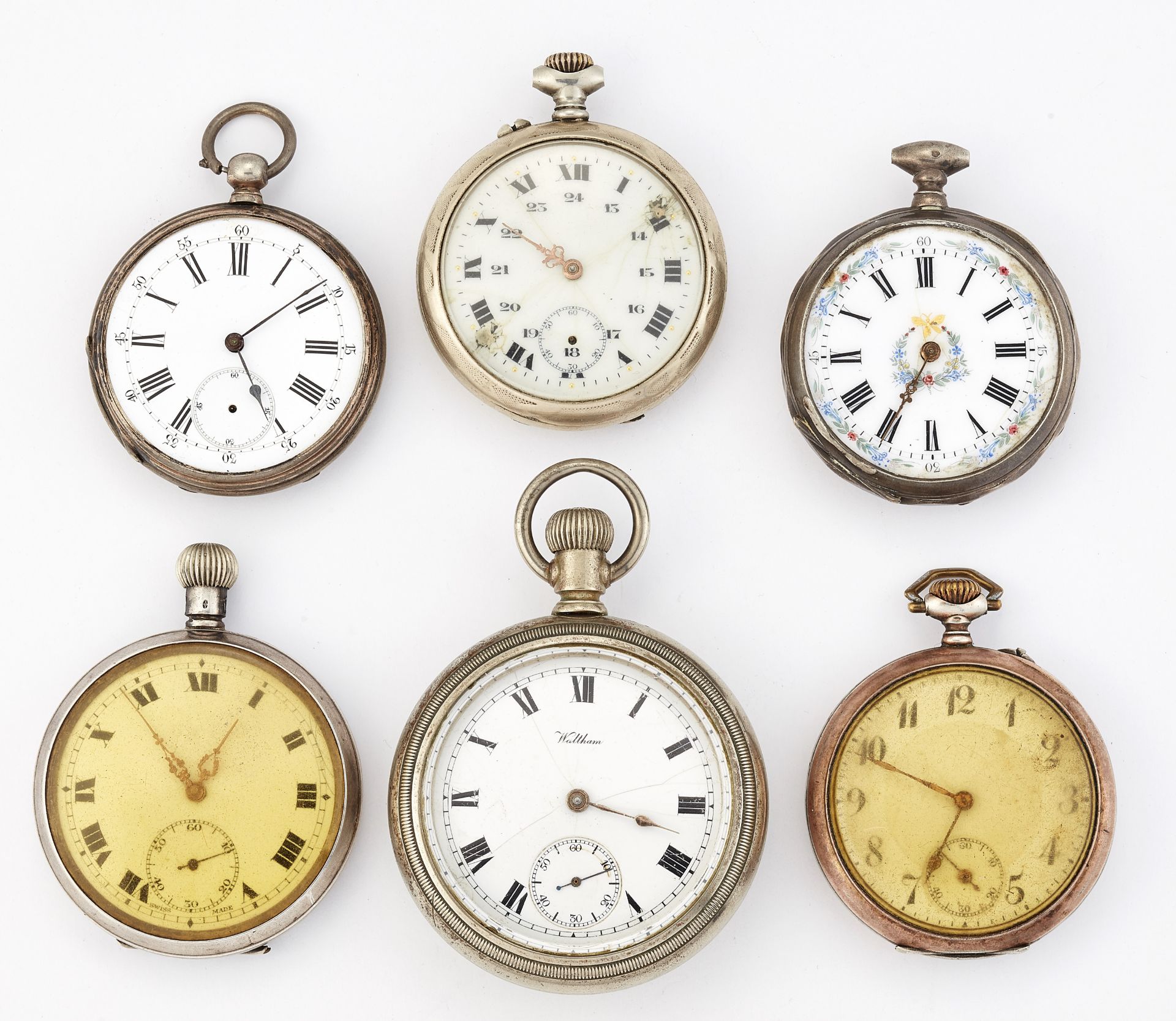 A GROUP OF SIX ASSORTED POCKET WATCHES