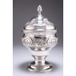 A LARGE GEORGE III SILVER SWEETMEAT BOWL AND COVER