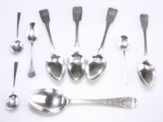 A COLLECTION OF NINE GEORGIAN AND LATER SILVER SPOONS