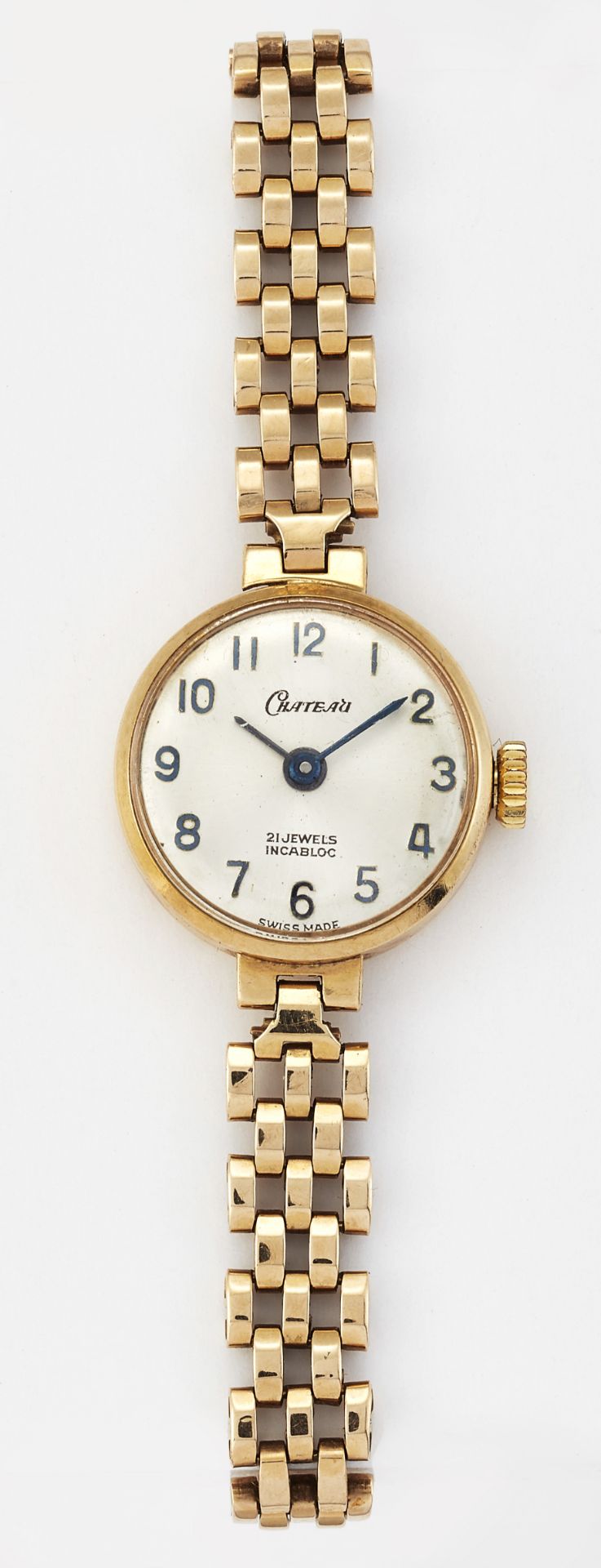 A LADY'S 9 CARAT GOLD CHATEAU BRACELET WATCH