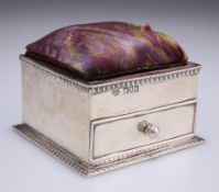 AN EDWARDIAN SILVER PIN-CUSHION BOX