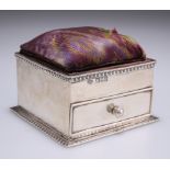 AN EDWARDIAN SILVER PIN-CUSHION BOX