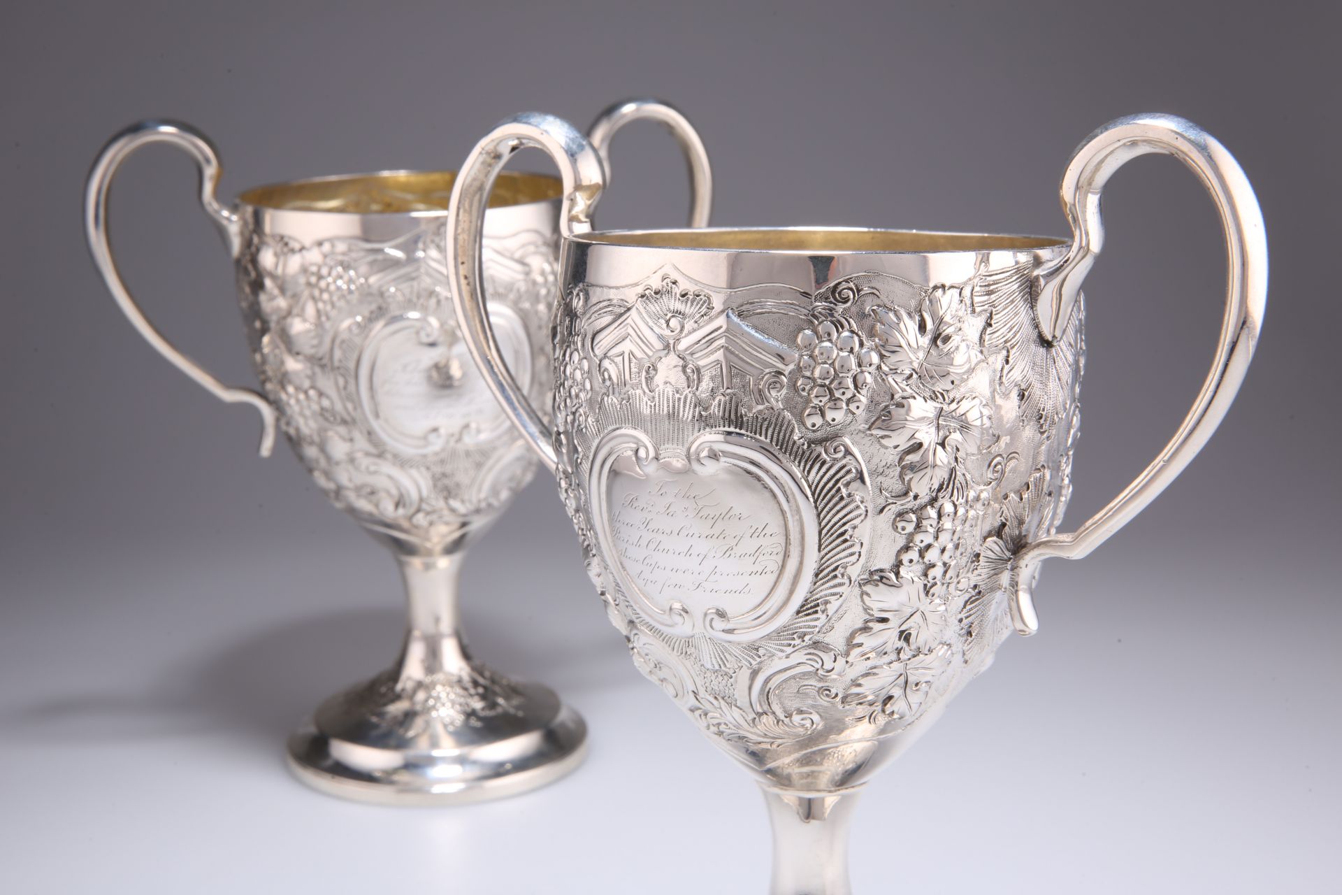 A PAIR OF GEORGE III IRISH SILVER TWO-HANDLED CUPS - Image 2 of 2